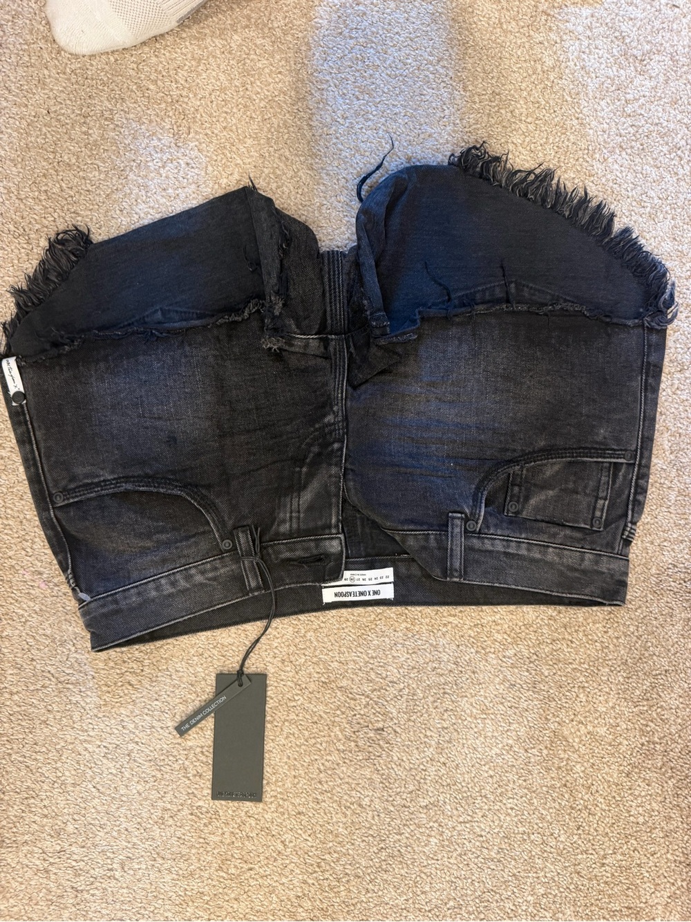 One Teaspoon Black Frayed Hem Denim Shorts